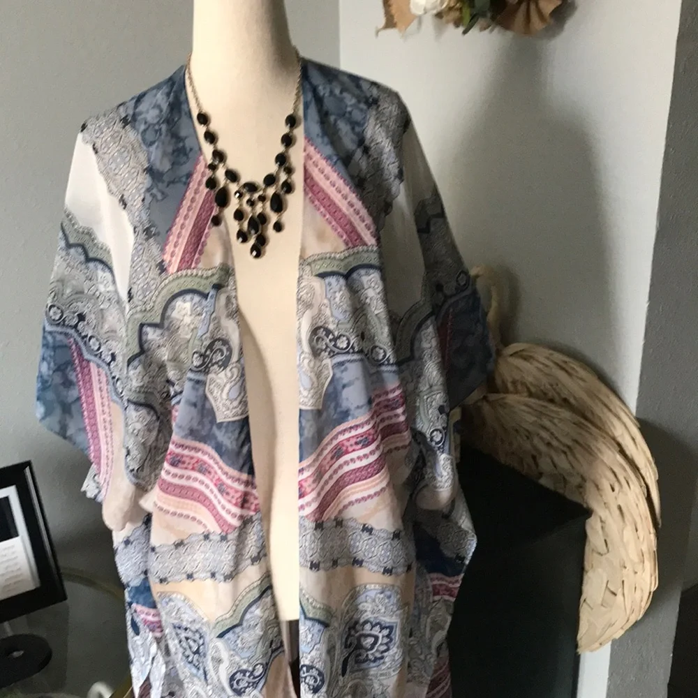 Summer Bohemian Kimono Blue Beautiful Colors Lightweight FINAL SALE Final Sale